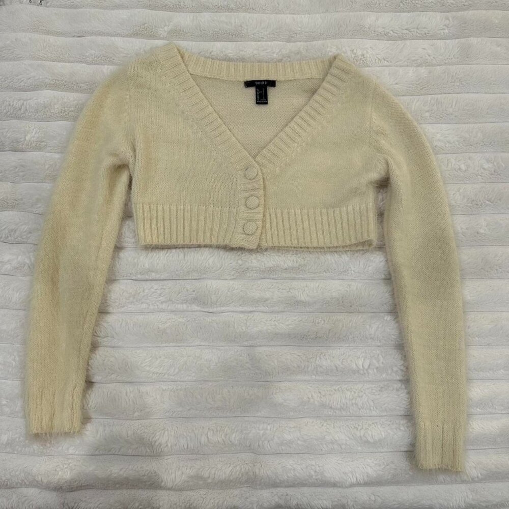 Forever 21 Women's Cream and White Cardigan